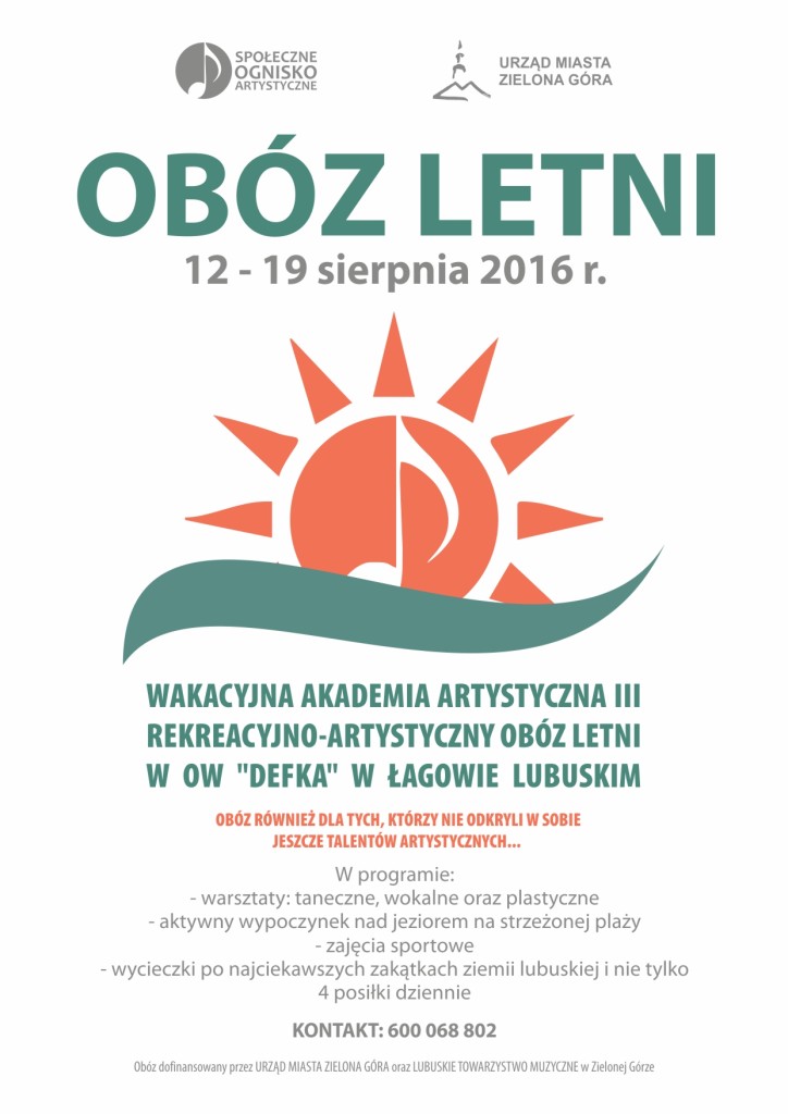 Plakat Obóz Letni 2016